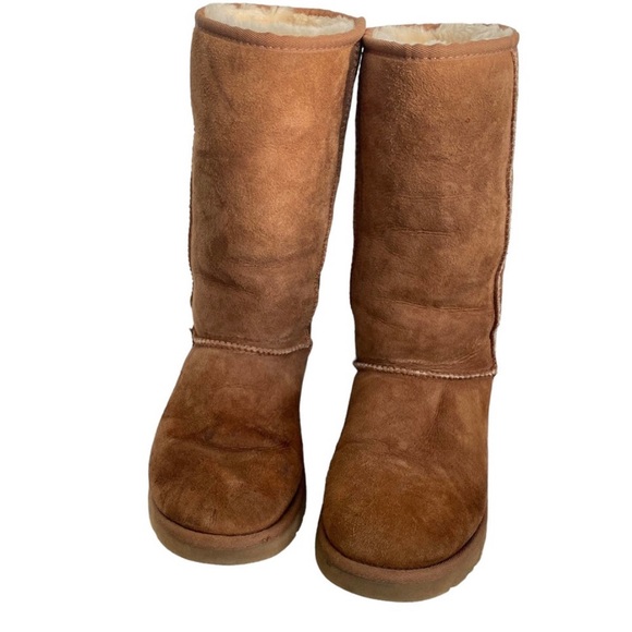 UGG Classic Tall Chestnut Sheepskin Shearling Boots - Picture 4 of 5